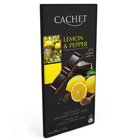 Chocolate negro 57% cacao con limón y pimienta